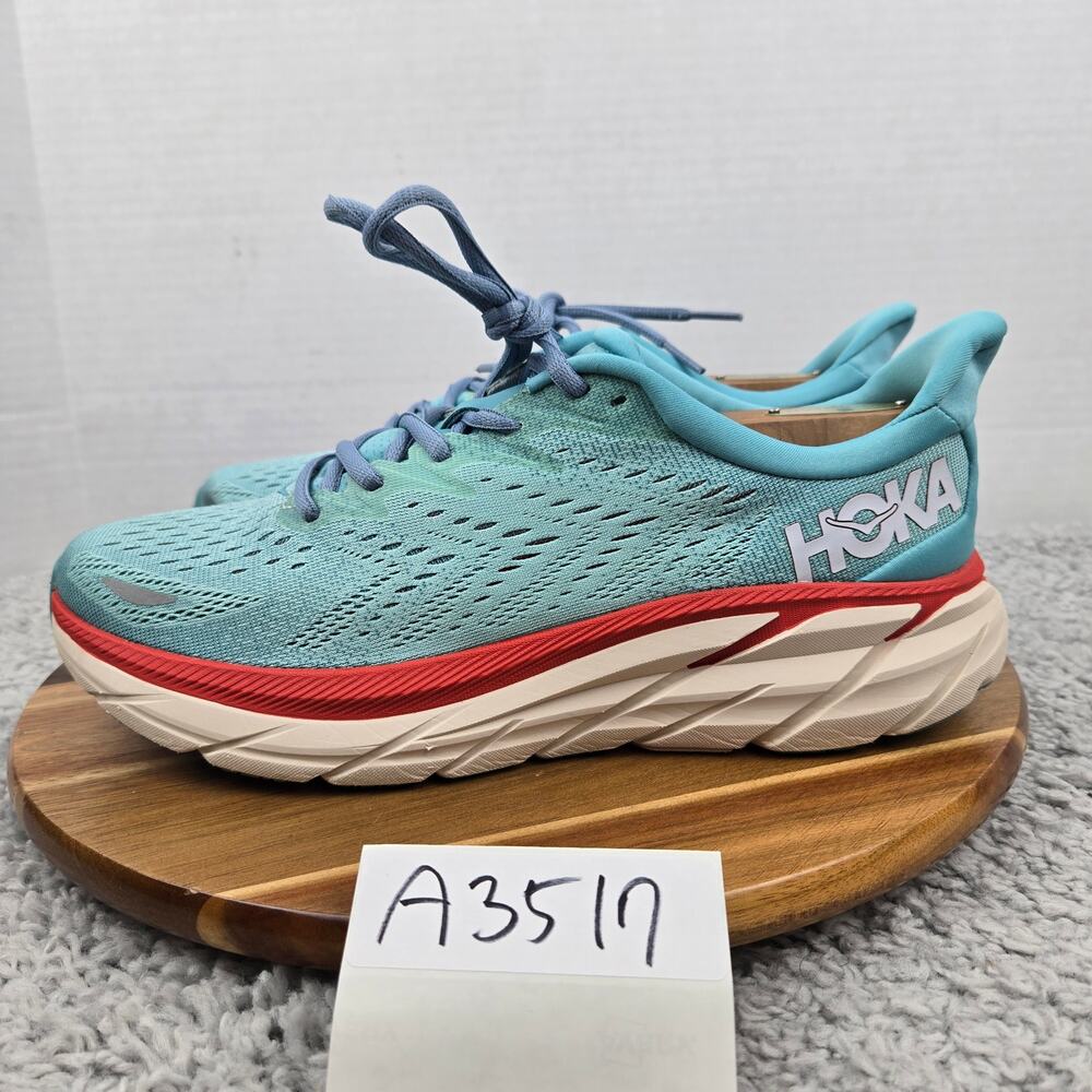 Hoka One One Womens 9.5B Clifton 8 Aquarella Eggshell Blue Gym Running Shoe